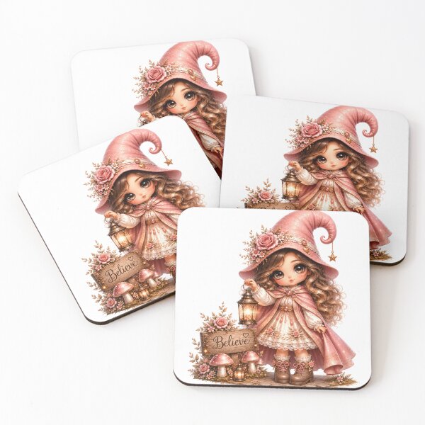 Item preview, Believe in the Magic – Whimsical Pink Gnome Girl designed and sold by MissDJLI.