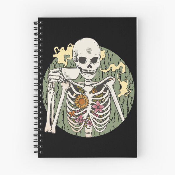 Item preview, Floral Skeleton Drinking Coffee Vintage Botanical Goth designed and sold by Hilal-Studio.