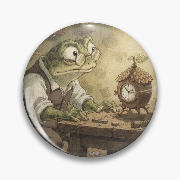 Item preview, Toad Clockmaker Whose Acorn Clock Is Always Wrong Cottagecore Art designed and sold by PictorialWhimsy.