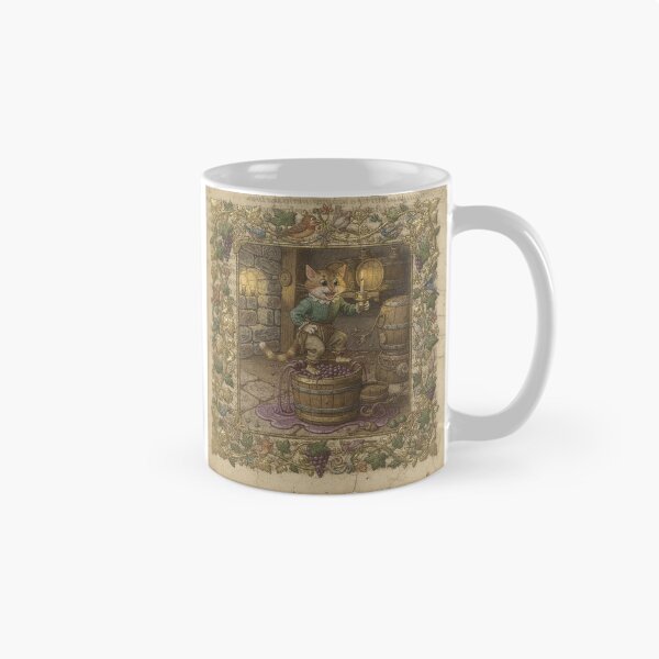 Item preview, Medieval Cat Winemaker Stomping Tiny Grapes Manuscript Art designed and sold by PictorialWhimsy.
