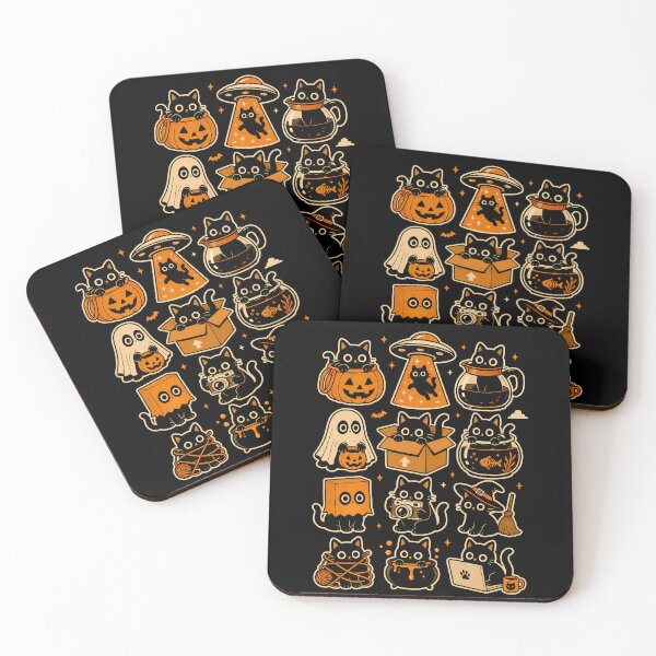 Item preview, cute black cats in fun halloween activities designed and sold by rafaeltto.