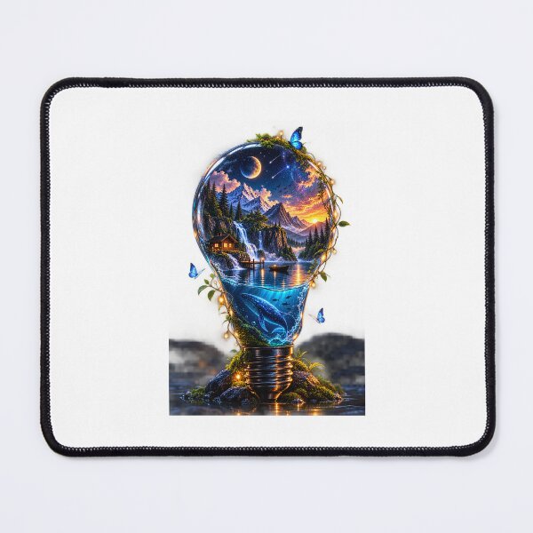 Item preview, Surreal Miniature World Lightbulb Terrarium Digital Art designed and sold by Ak-art-shop.
