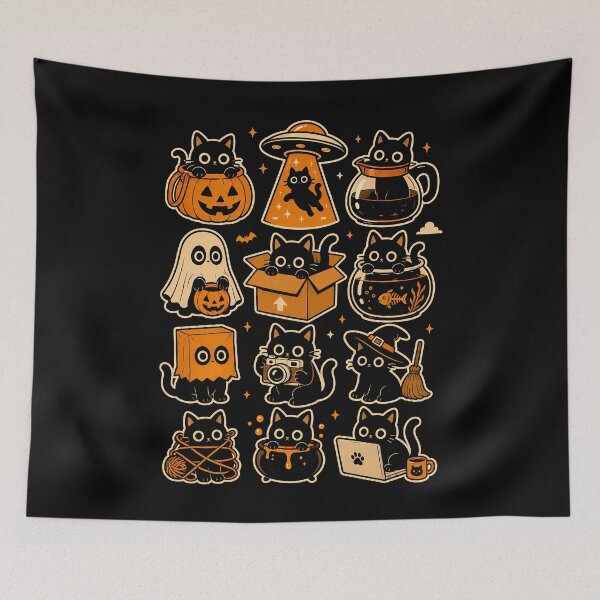 Item preview, Cute black cats in fun Halloween themes designed and sold by rafaeltto.