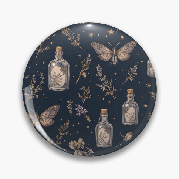Item preview, Moody Celestial Apothecary — Moon Moth Potion Bottle Gold Botanical Halloween Seamless Pattern designed and sold by Amplify-n-Co.