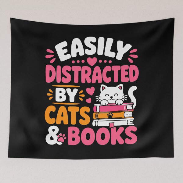 Item preview, Easily distracted by cats and books design designed and sold by rafaeltto.