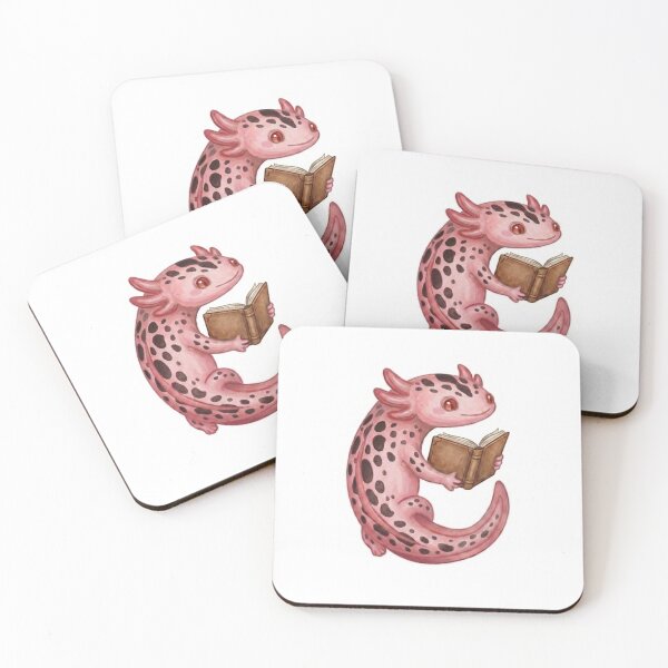 Item preview, Cute Axolotl Reading a Book Design / Pink / Kawaii / Happy axolotl / Magical / Gift / Tshirts, mugs, stickers, journals, backpacks etc designed and sold by TeenLake.