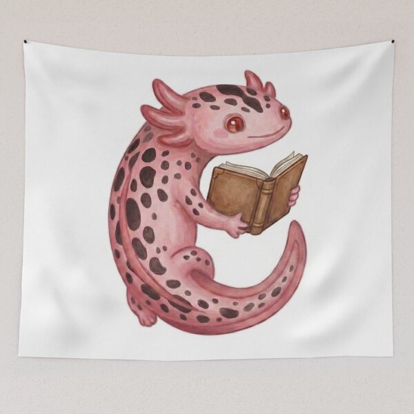 Item preview, Cute Axolotl Reading a Book Design / Pink / Kawaii / Happy axolotl / Magical / Gift / Tshirts, mugs, stickers, journals, backpacks etc designed and sold by TeenLake.