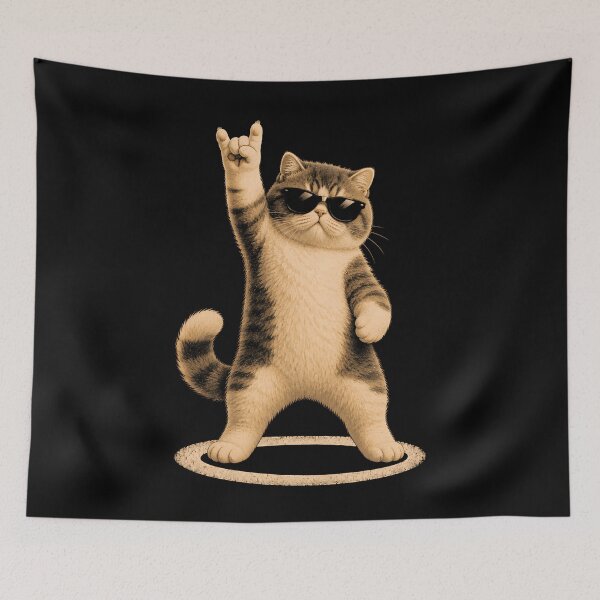 Item preview, cool rockstar cat with sunglasses designed and sold by rafaeltto.