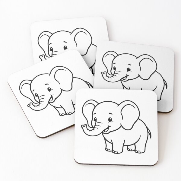 Item preview, Cute Cartoon Baby Elephant Line Art designed and sold by     Fatma Creates.