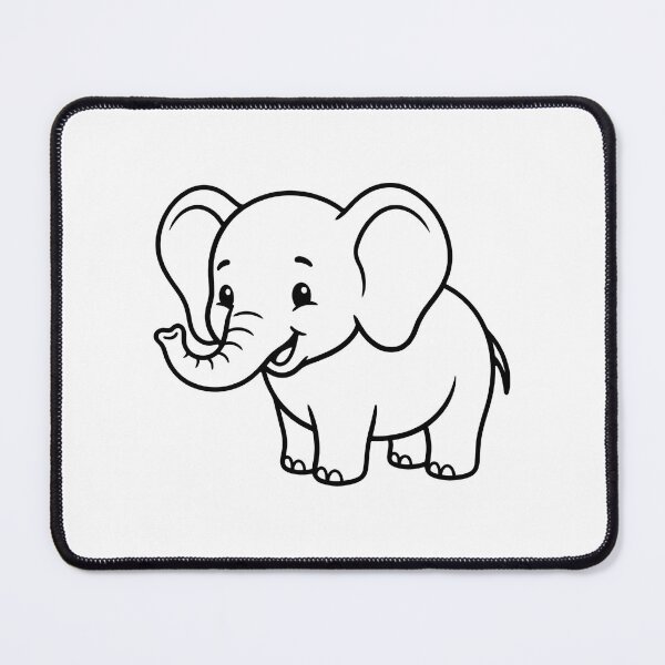 Item preview, Cute Cartoon Baby Elephant Line Art designed and sold by Fatma Creates.
