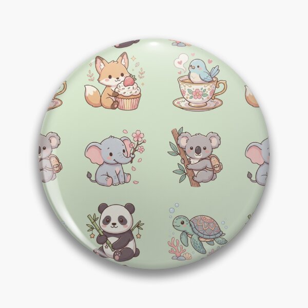 Item preview, Cute Kawaii Animals Fox Cupcake Teacup Bird Elephant Koala Art designed and sold by Artemis & Woven Collective.