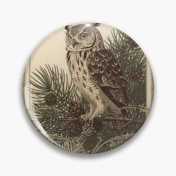 Item preview, Art Nouveau Owl Among Pine Branches in Gold Print designed and sold by PictorialWhimsy.