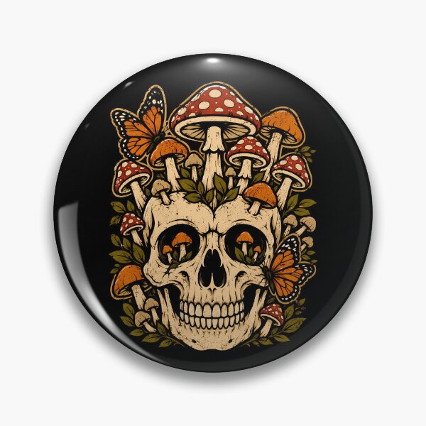 Item preview, Skull with mushrooms and butterflies design halloween designed and sold by rafaeltto.