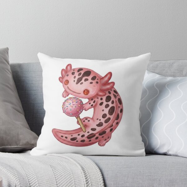 Item preview, Cute Axolotl Eating a Cake Pop Design / Pink / Kawaii / Happy axolotl / Magical / Tshirts, mugs, stickers, journals, backpacks etc designed and sold by TeenLake.
