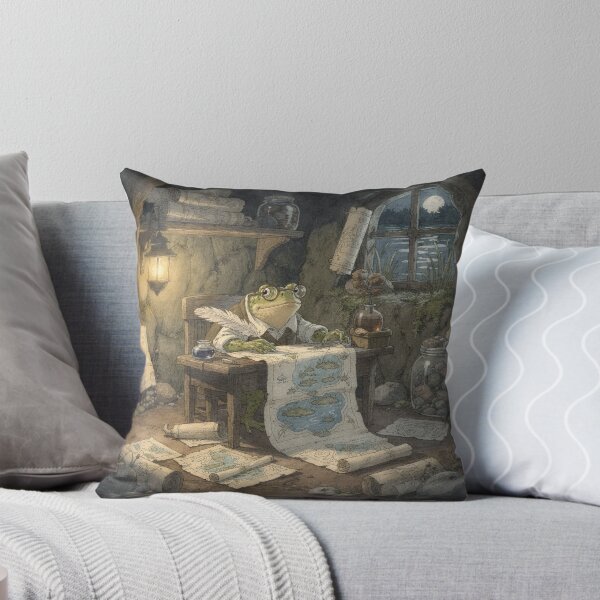 Item preview, Toad Mapmaker Drawing the Pond All Wrong Cottagecore Art designed and sold by PictorialWhimsy.