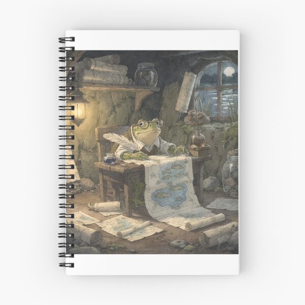 Item preview, Toad Mapmaker Drawing the Pond All Wrong Cottagecore Art designed and sold by PictorialWhimsy.