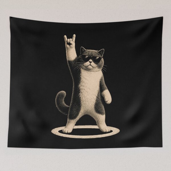 Item preview, Rockstar cat in sunglasses making a gesture designed and sold by rafaeltto.