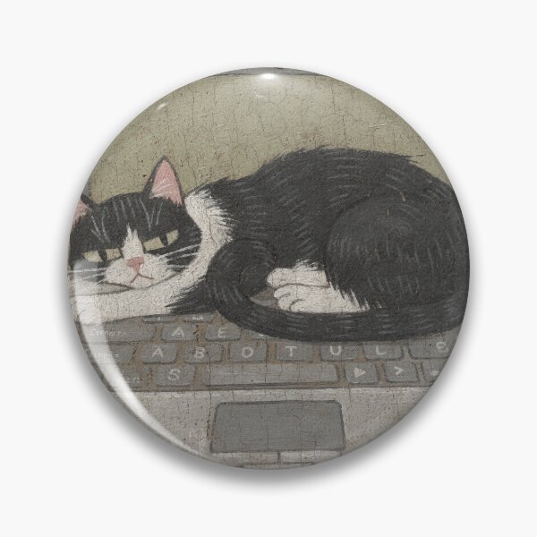 Item preview, Tuxedo Cat Refusing to Move From the Keyboard Folk Art designed and sold by PictorialWhimsy.