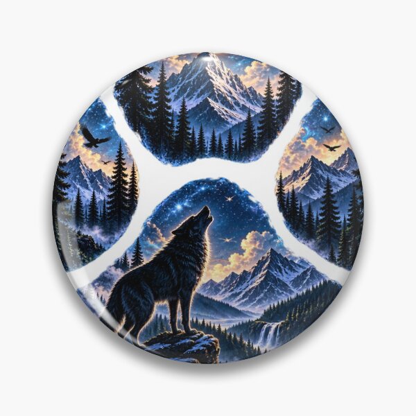 Item preview, Howling Wolf Mountain Landscape Paw Print Graphic Art designed and sold by Ak-art-shop.