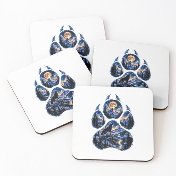 Item preview, Howling Wolf Mountain Landscape Paw Print Graphic Art designed and sold by Ak-art-shop.