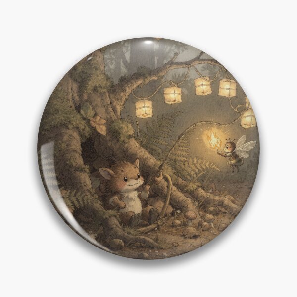 Item preview, Firefly Folk Lighting the Lanterns at Dusk Storybook Art designed and sold by PictorialWhimsy.