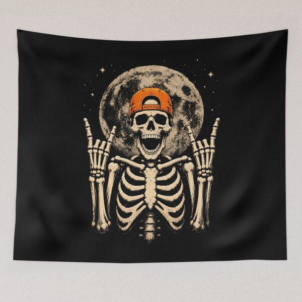 Item preview, Cool skeleton with a cap and moon background halloween designed and sold by rafaeltto.