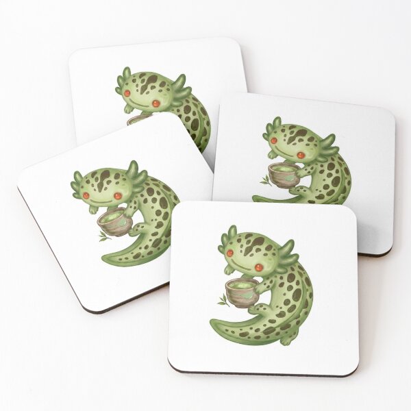 Item preview, Cute Axolotl Drinking a Matcha Green Tea Design / Light Green / Kawaii / Happy axolotl / Magical / Tshirts, mugs, stickers, journals, backpacks etc designed and sold by TeenLake.