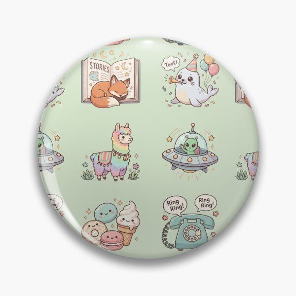 Item preview, Cute Kawaii Whimsical Stickers Storybook Fox Party Seal Rainbow Alpaca Art designed and sold by Artemis & Woven Collective.