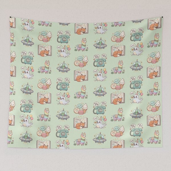 Item preview, Cute Kawaii Whimsical Stickers Storybook Fox Party Seal Rainbow Alpaca Art designed and sold by Artemis & Woven Collective.