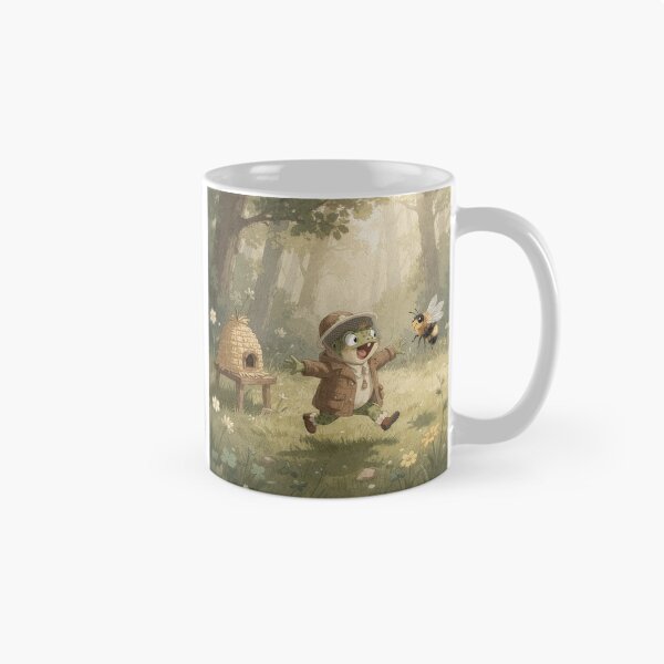 Item preview, Toad Beekeeper Chased by One Very Angry Bee Cottagecore Art designed and sold by PictorialWhimsy.