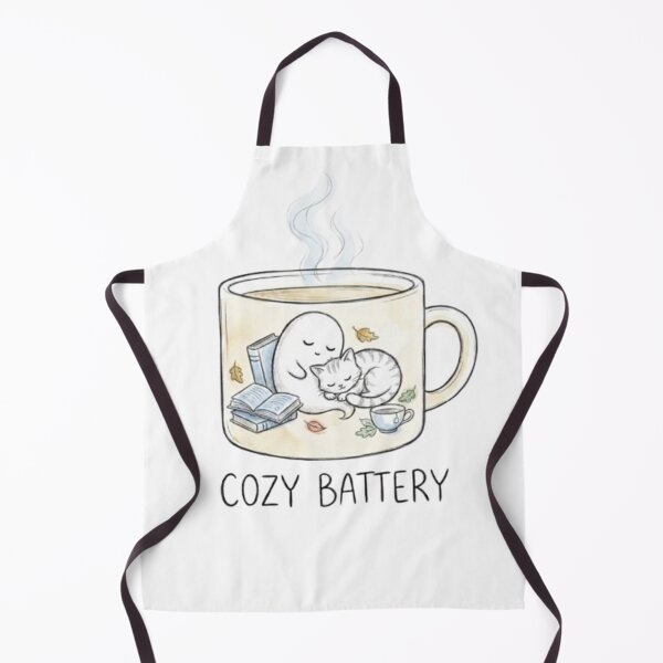 Item preview, Cozy Coffee Battery - Reading Ghost and Cat in Mug Minimalist Line Art designed and sold by Nakrisa.