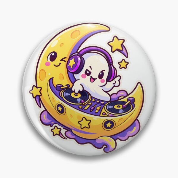 Item preview, Ghost DJ Crescent Moon designed and sold by StickyJoyStudio.