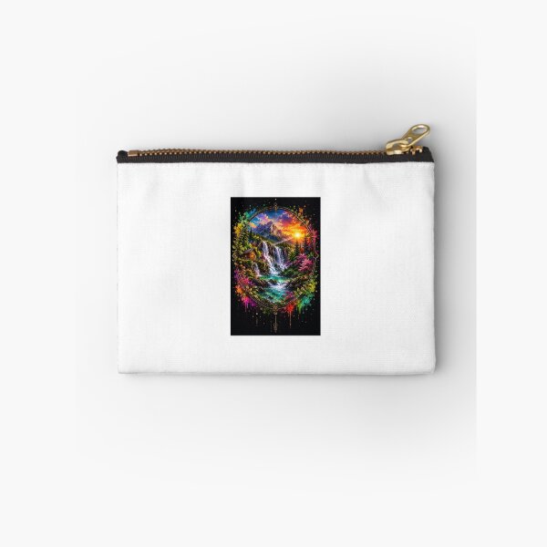 Item preview, Vibrant Mountain Waterfall Sunset Sacred Geometry Graphic Art designed and sold by Ak-art-shop.