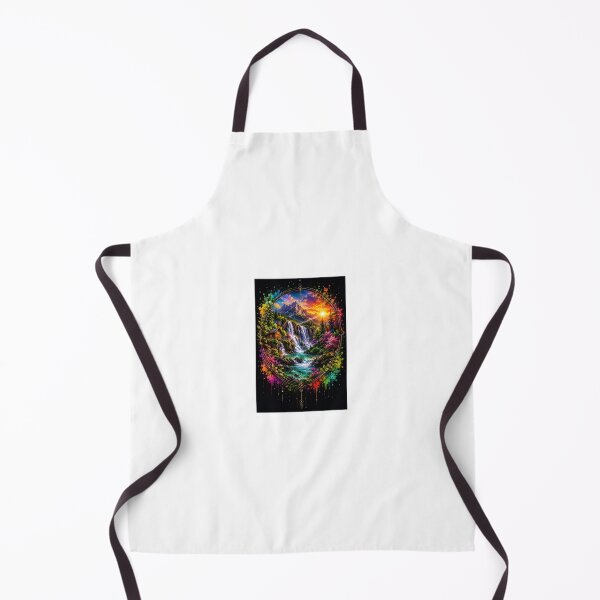 Item preview, Vibrant Mountain Waterfall Sunset Sacred Geometry Graphic Art designed and sold by Ak-art-shop.