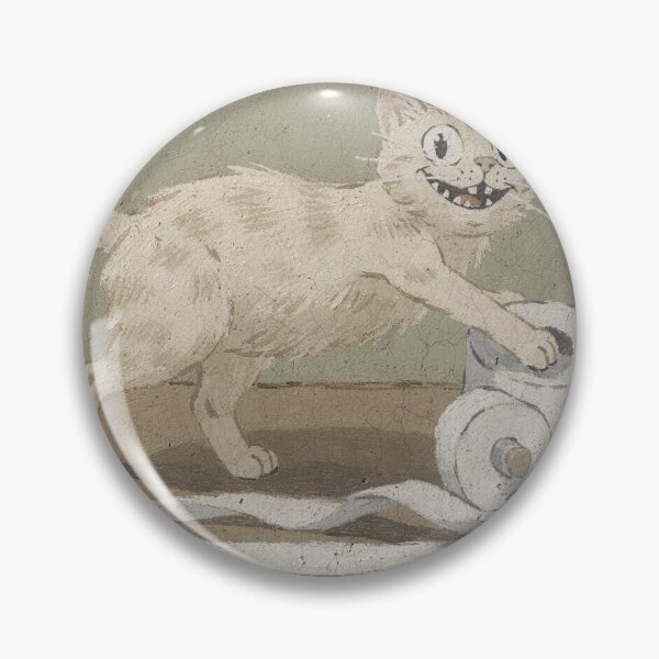 Item preview, Cream Cat Unrolling the Entire Toilet Paper Roll Folk Art designed and sold by PictorialWhimsy.