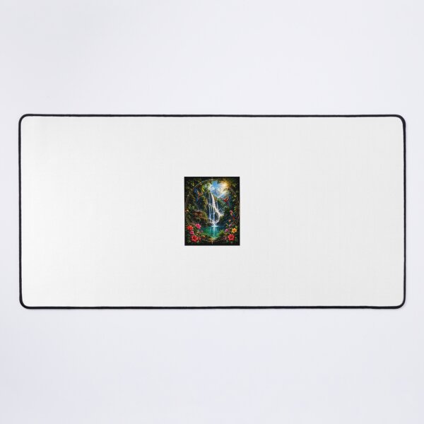 Item preview, Tropical Waterfall Paradise with Flying Macaws Sacred Geometry Art designed and sold by Ak-art-shop.