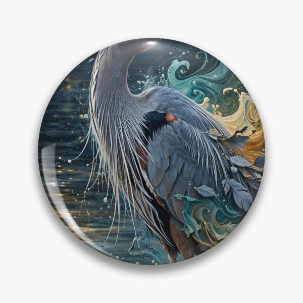 Item preview, Magical Heron Water Ripples - Future Realism Wildlife Wall Art designed and sold by PickyAura.