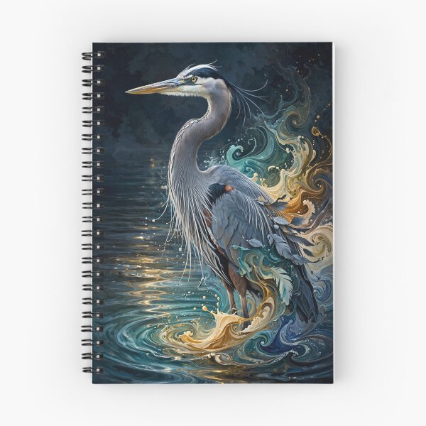 Item preview, Magical Heron Water Ripples - Future Realism Wildlife Wall Art designed and sold by PickyAura.