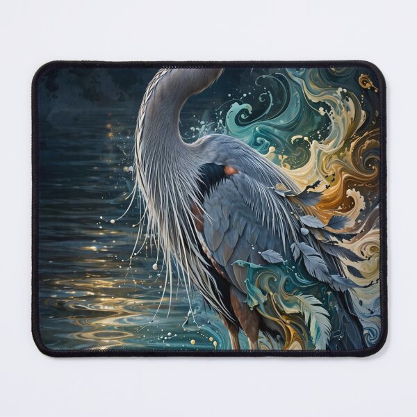 Item preview, Magical Heron Water Ripples - Future Realism Wildlife Wall Art designed and sold by PickyAura.