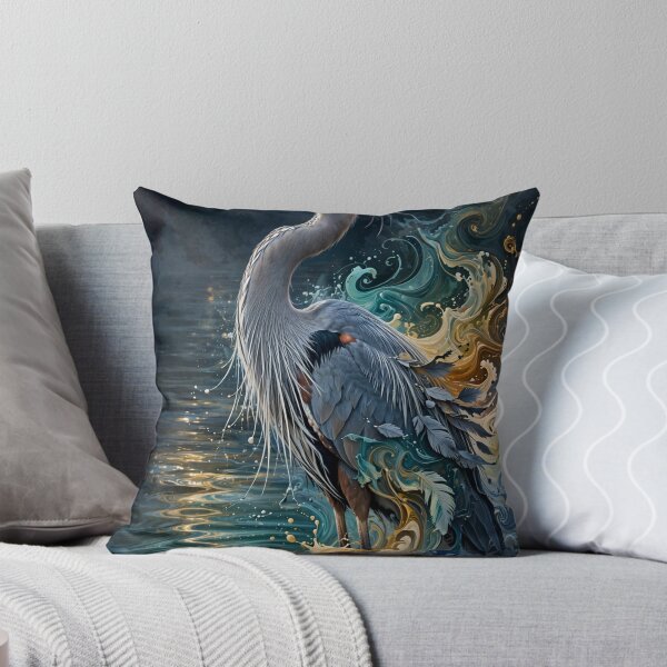 Item preview, Magical Heron Water Ripples - Future Realism Wildlife Wall Art designed and sold by PickyAura.