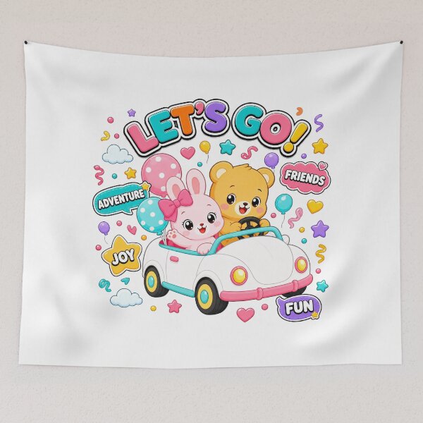 Item preview, Let’s Go! Cute Bunny and Bear Car Adventure designed and sold by Atlant11.