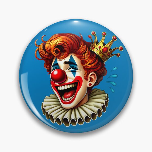 Item preview, A clown with a crown and ruff laughs from the heart. designed and sold by Segasprojects.