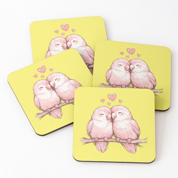 Item preview, Sweet inseparable birds in love, hearts, romance designed and sold by Mauswohn.