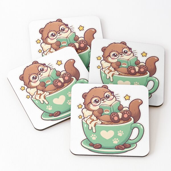 Item preview, Otter Reading Coffee designed and sold by StickyJoyStudio.