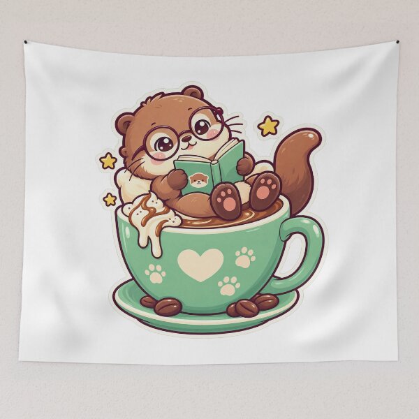 Item preview, Otter Reading Coffee designed and sold by StickyJoyStudio.