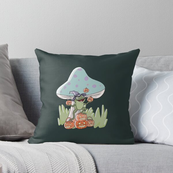 Item preview, Halloween Frog with Mushroom & Pumpkin | Cottagecore Witch  designed and sold by LeshanArt.