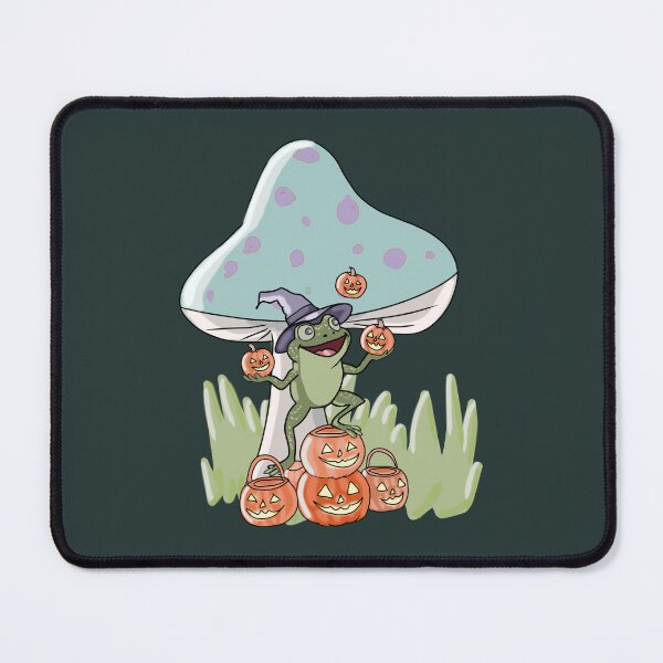 Item preview, Halloween Frog with Mushroom & Pumpkin | Cottagecore Witch designed and sold by LeshanArt.