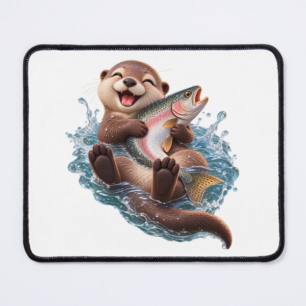 Item preview, Cute Otter Hugging a Giant Fish – Funny Otter designed and sold by LST-Desings.