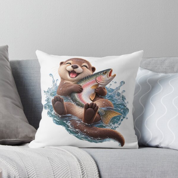 Item preview, Cute Otter Hugging a Giant Fish – Funny Otter designed and sold by LST-Desings.