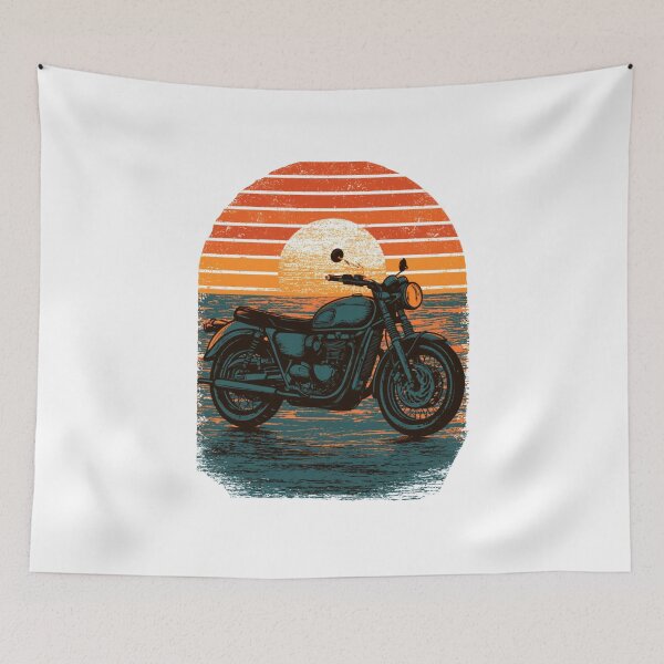 Item preview, Vintage Sunset Motorcycle Cafe Racer designed and sold by TrendyGalaxy.